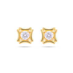 White Solitaire Earring Studs| 925 Silver| Gold Plated - From Purl Purl