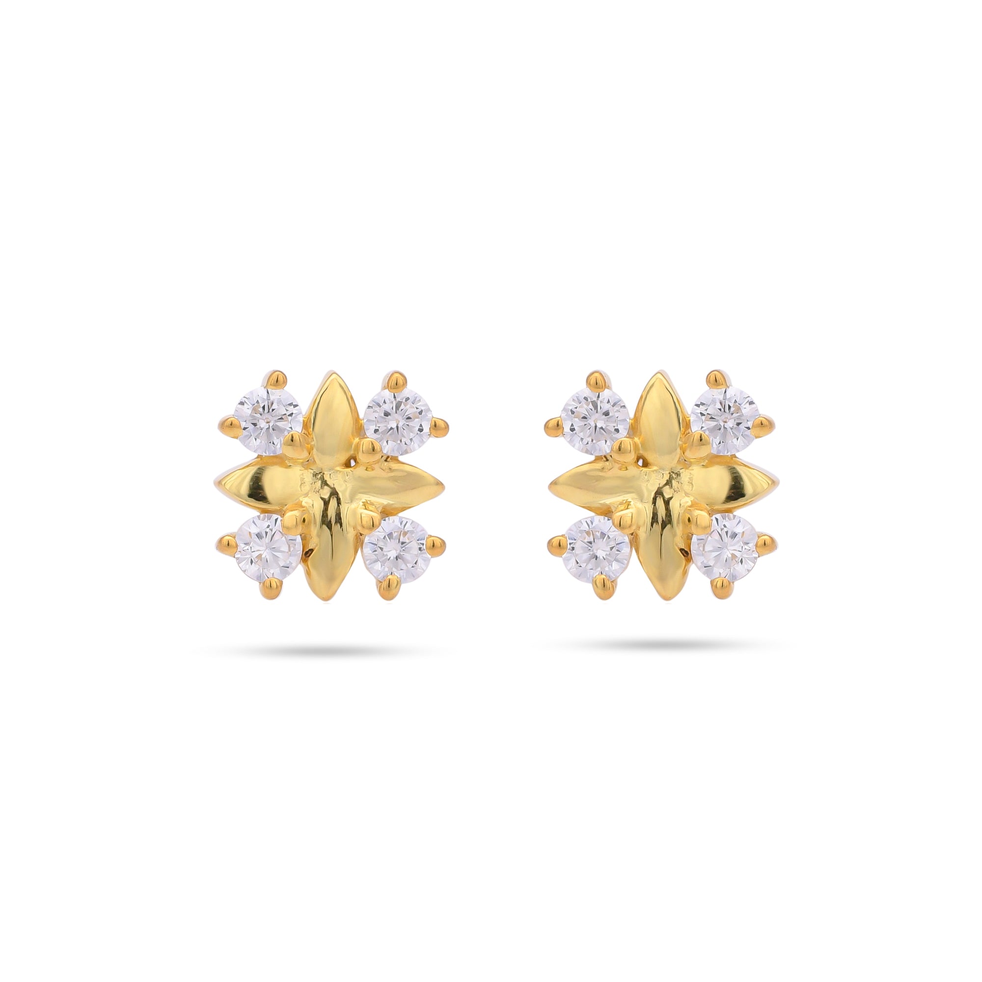 White Four Corner Earring Studs| 925 Silver| Gold Plated - From Purl Purl