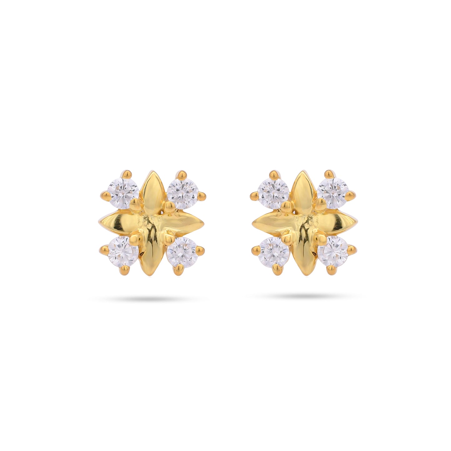 White Four Corner Earring Studs| 925 Silver| Gold Plated - From Purl Purl