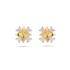 White Four Corner Earring Studs| 925 Silver| Gold Plated - From Purl Purl