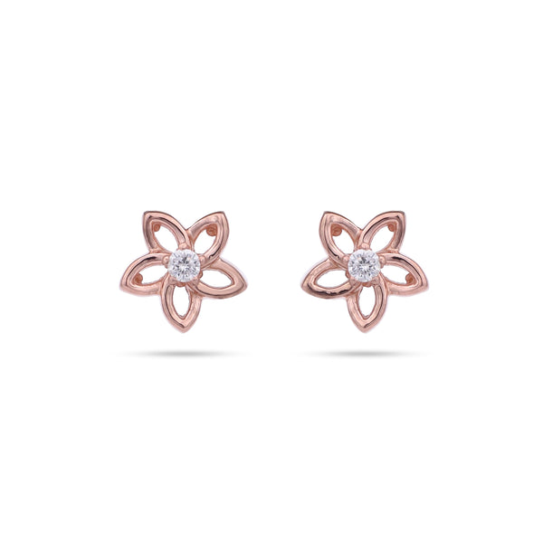 Small Diamond Flower Stud Earrings|925 Silver| Rose Gold Plated – Purl  Jewelry