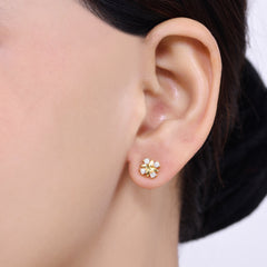 White Four Corner Earring Studs| 925 Silver| Gold Plated - From Purl Purl