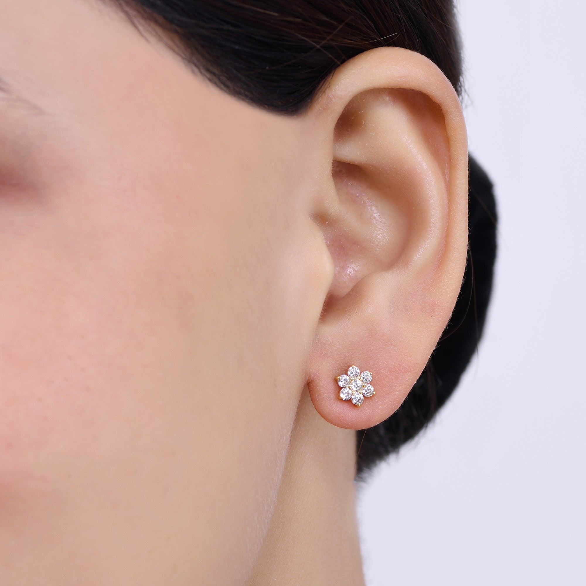 White Diamond Satnagi (Cluster) Studs Earrings 925 Silver| Gold Plated - From Purl Purl