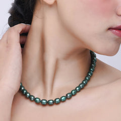 Timeless Natural Peacock Green Pearl Necklace| 925 Silver - From Purl Purl