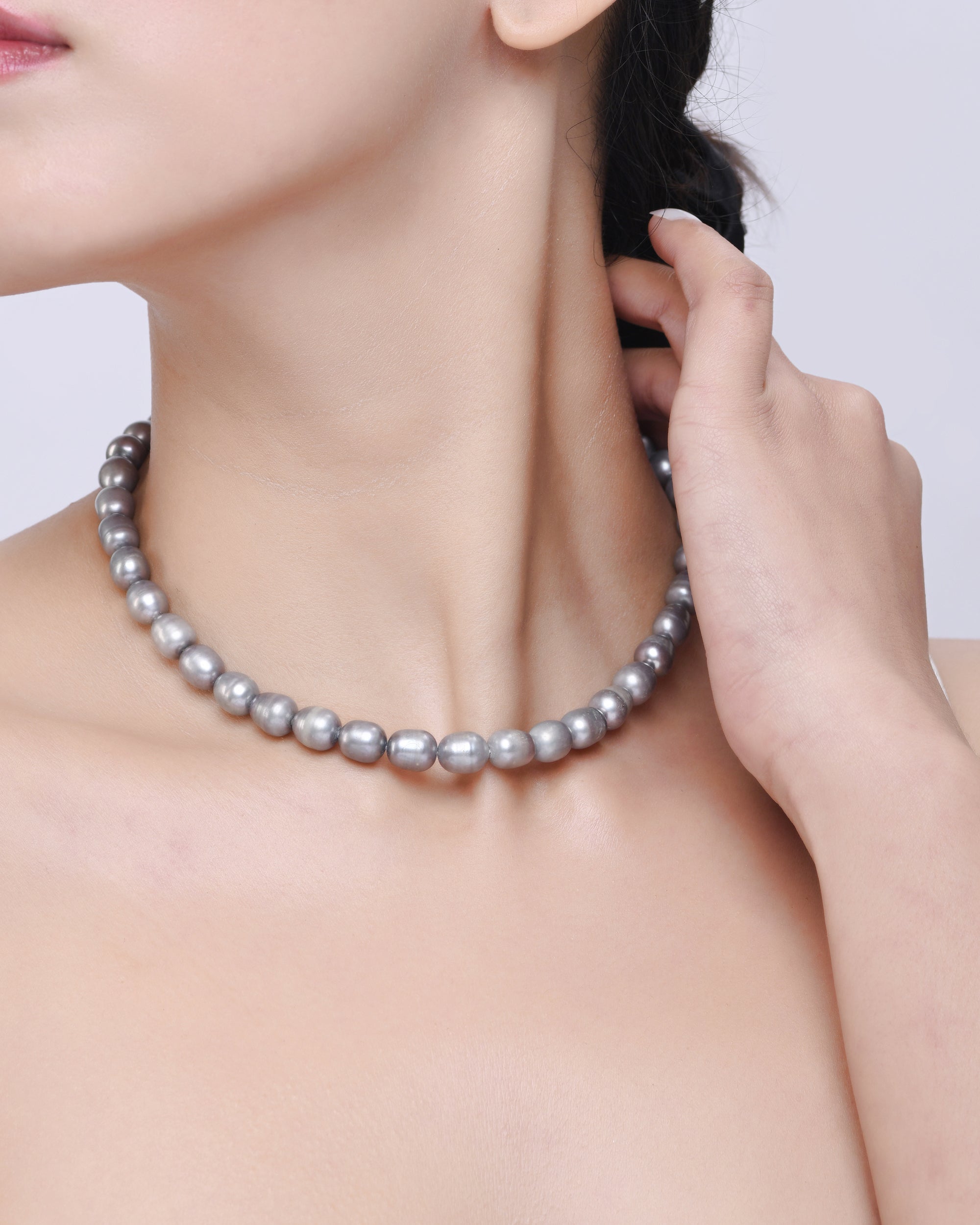 Timeless Natural Grey Pearl Necklace| 925 Silver - From Purl Purl