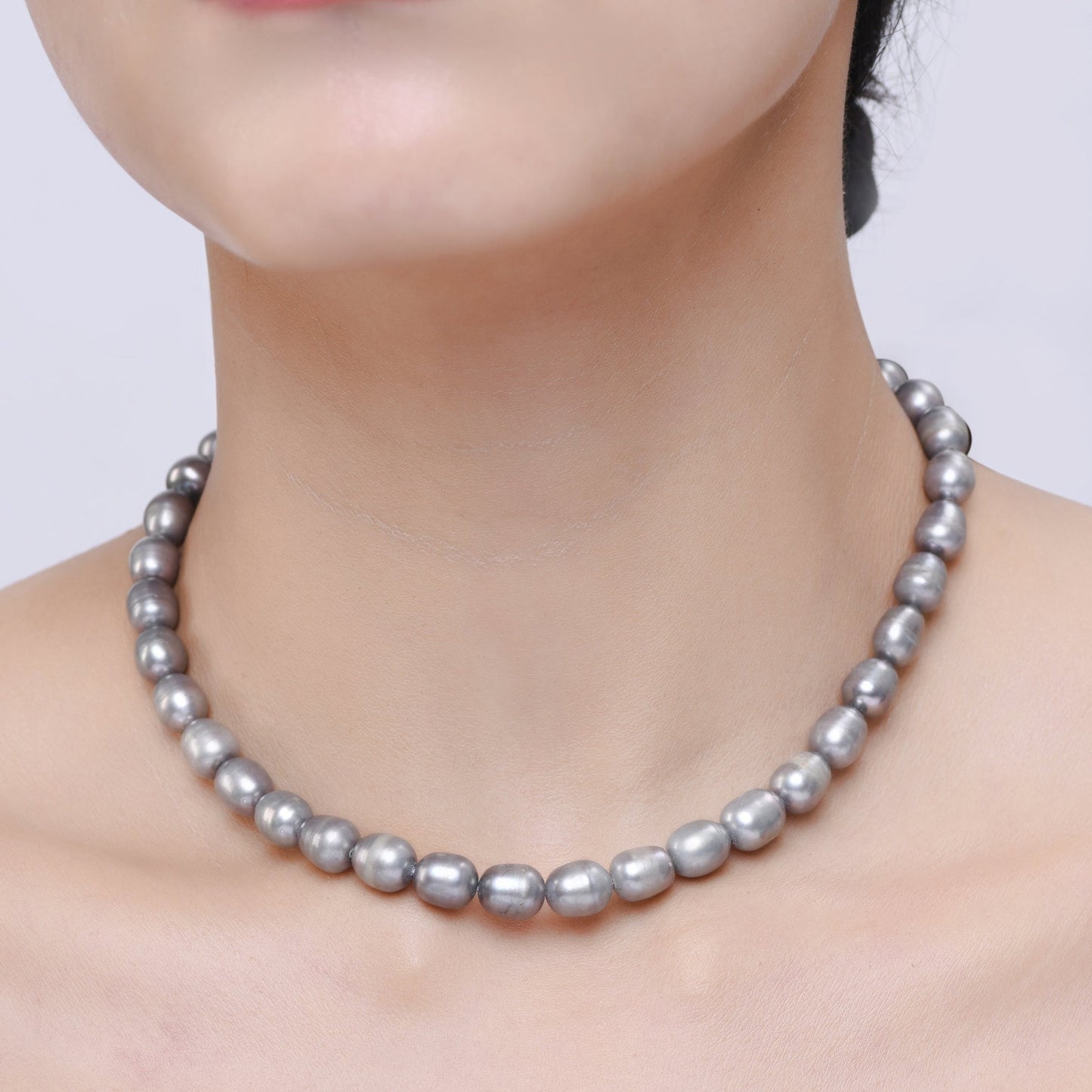 Timeless Natural Grey Pearl Necklace| 925 Silver - From Purl Purl