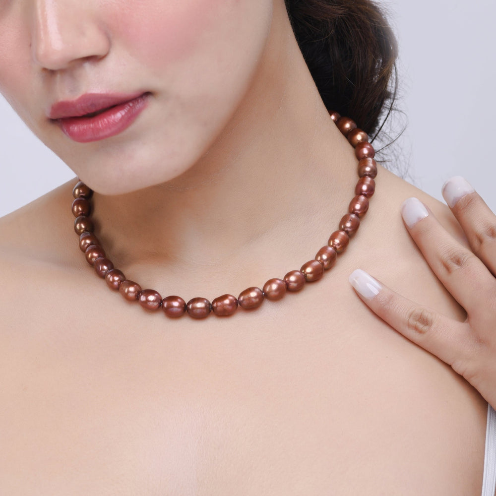 Timeless Natural Bronze Pearl Necklace| 925 Silver - From Purl Purl