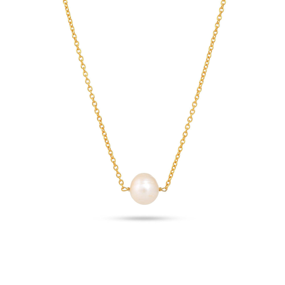 Natural Single Pearl Necklace| 925 Silver| 18kt Gold Plated -From Purl Purl