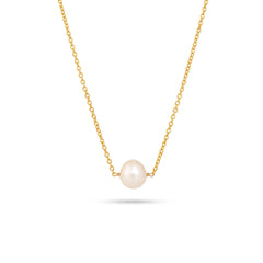 Natural Single Pearl Necklace| 925 Silver| 18kt Gold Plated -From Purl Purl