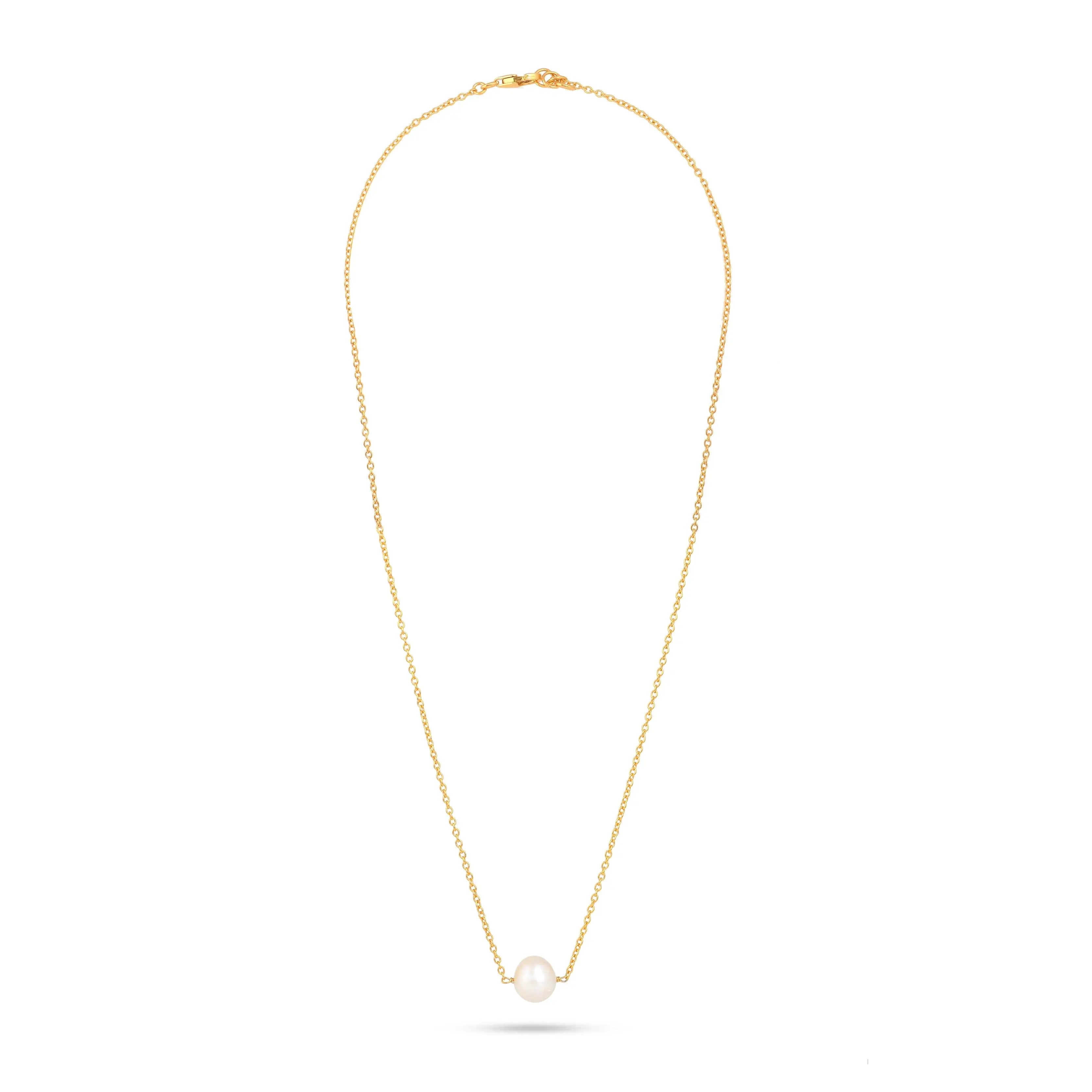 Natural Single Pearl Necklace| 925 Silver| 18kt Gold Plated -From Purl Purl