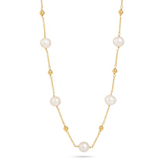 Natural Pearl Beaded Silver Balls Necklace/ 18kt Gold Plated - From Purl Purl