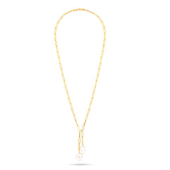 Paper Clip Baroque Pearl Necklace| 925 Silver| Gold Plated - From Purl Purl