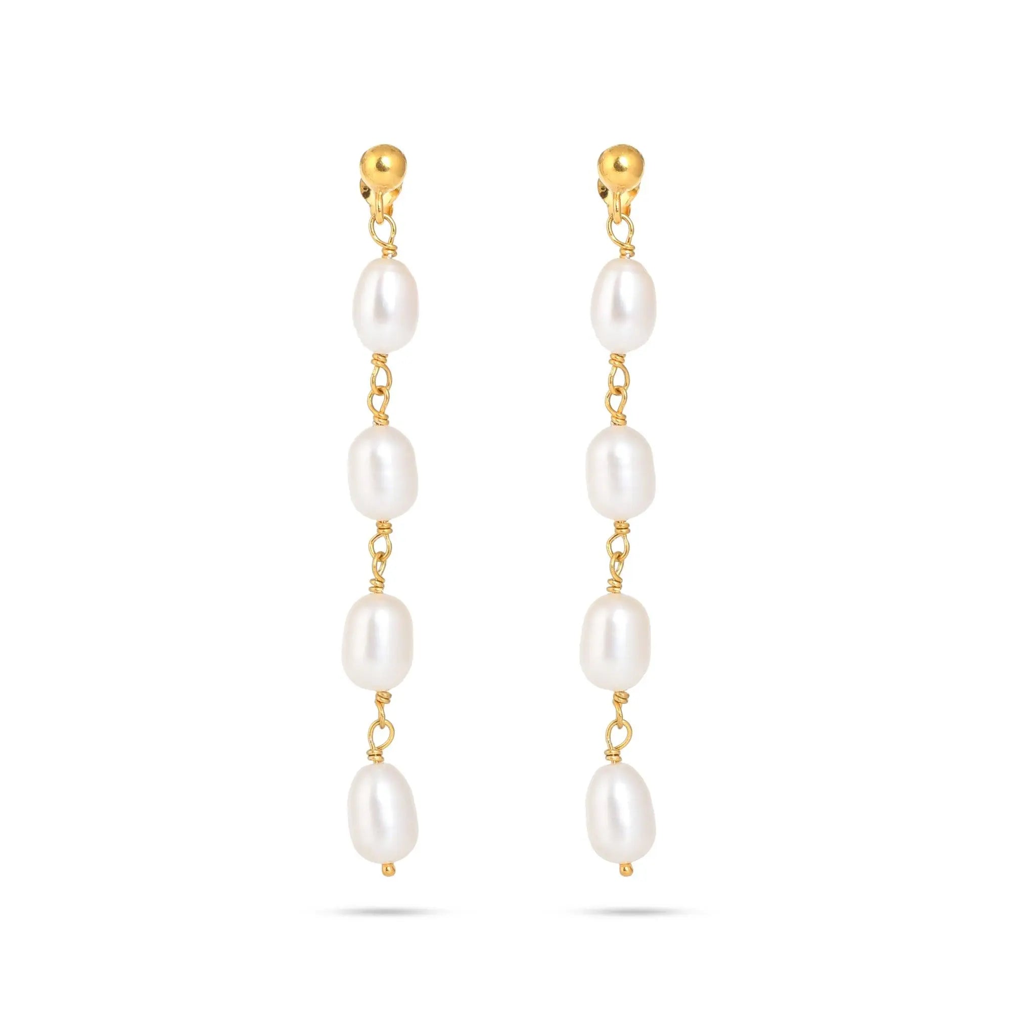 Glistening Pearl Drops Silver Earrings - From Purl Purl