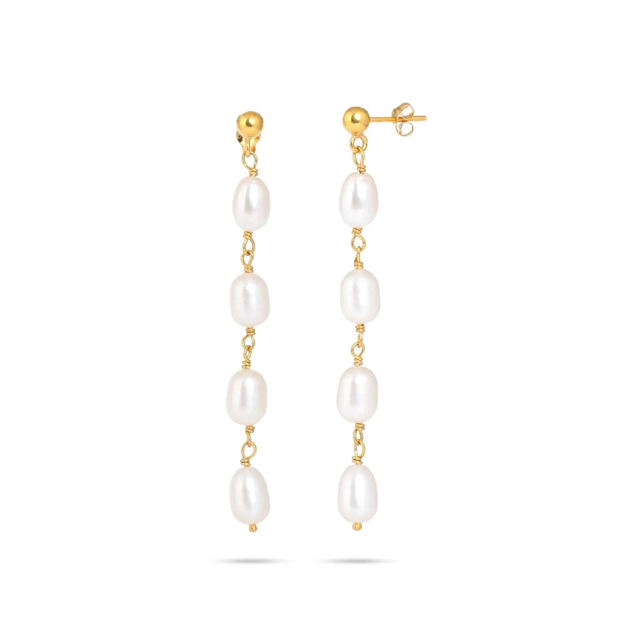 Glistening Pearl Drops Silver Earrings - From Purl Purl