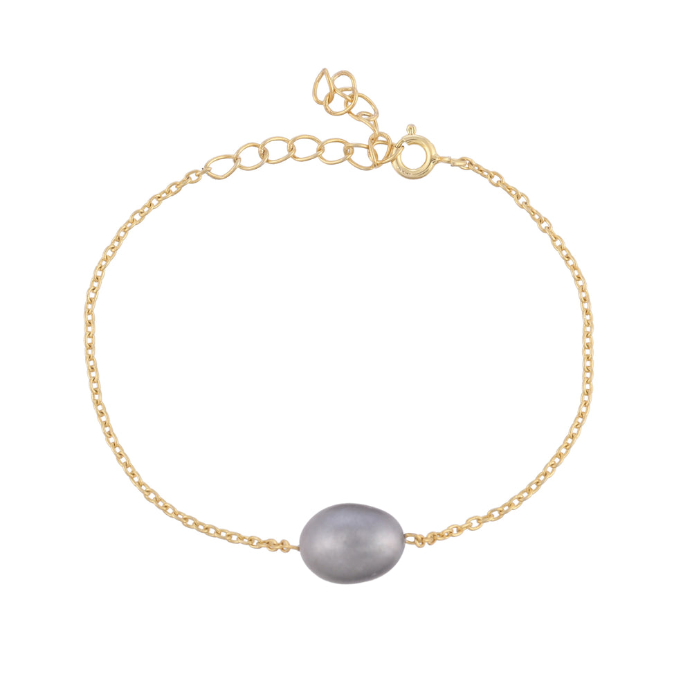 Handmade Grey Pearl Silver Bracelet - From Purl Purl