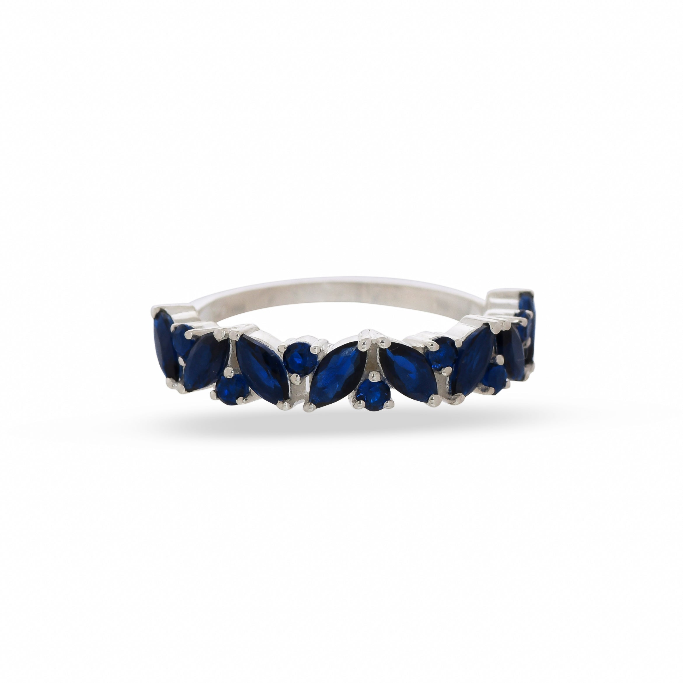 Elite Marquise Blue Cz Band Silver Ring - From Purl Purl