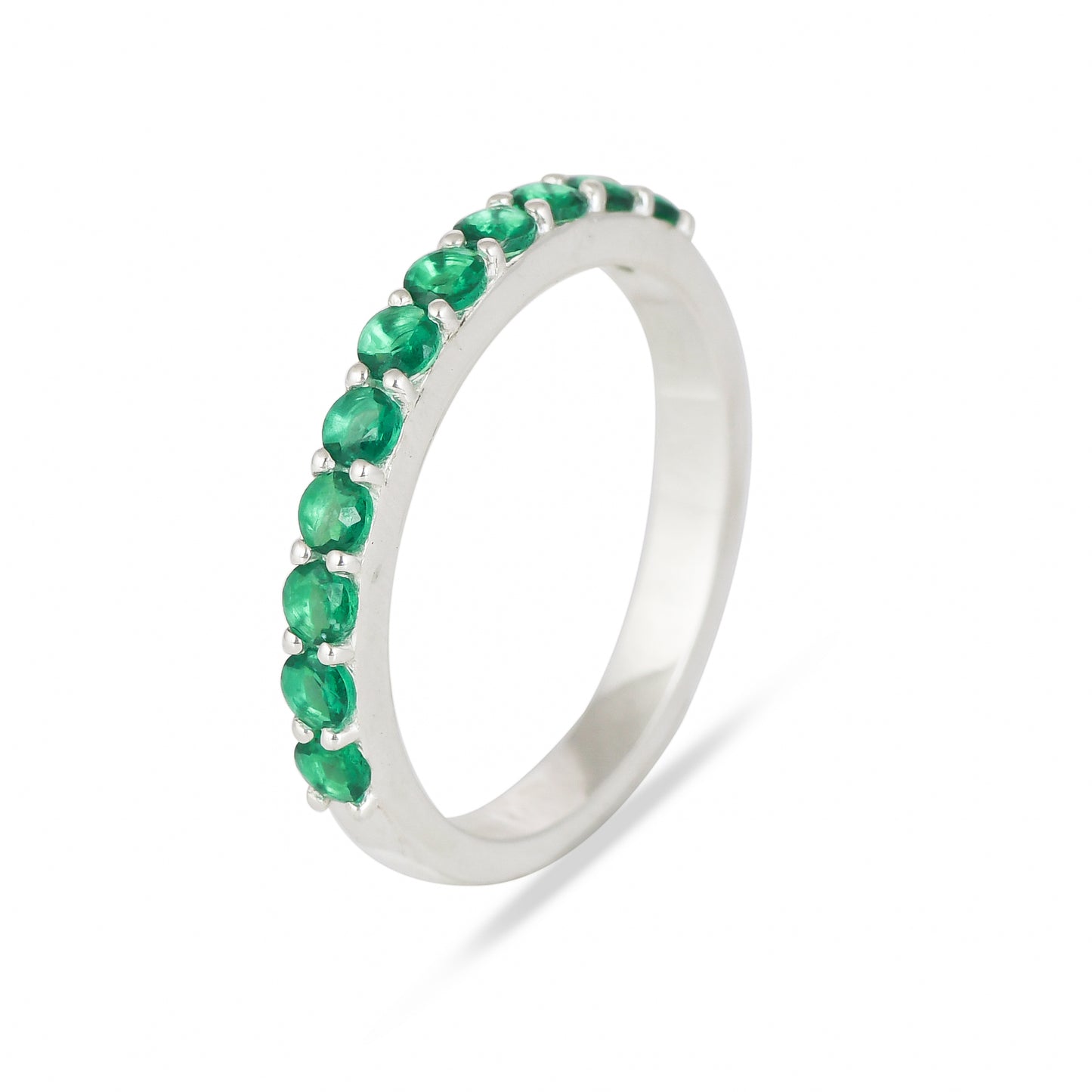 Green Cz Silver Band Ring - From Purl Purl