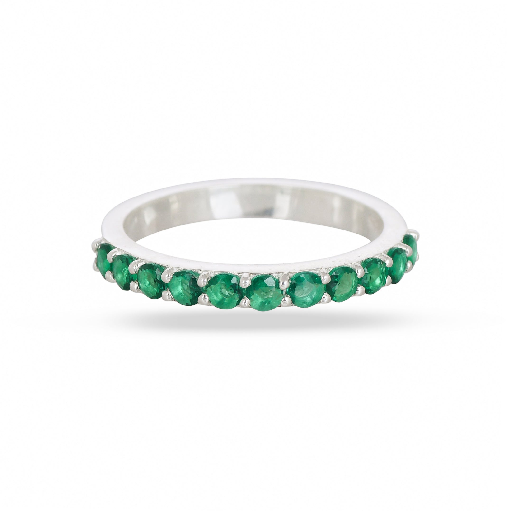 Green Cz Silver Band Ring - From Purl Purl