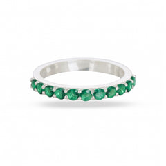 Green Cz Silver Band Ring - From Purl Purl