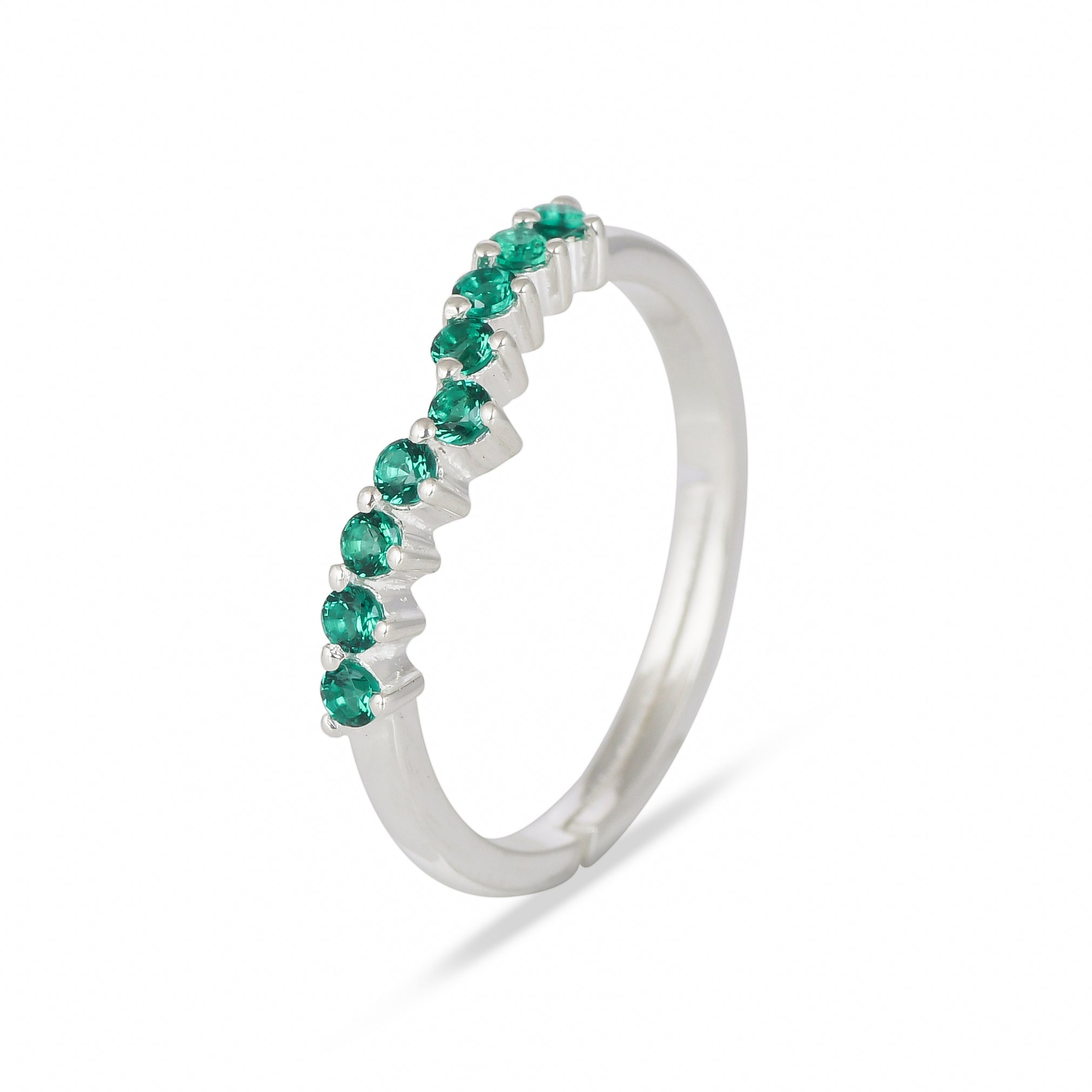 Minimal Green Cz Chevron Silver Ring - From Purl Purl