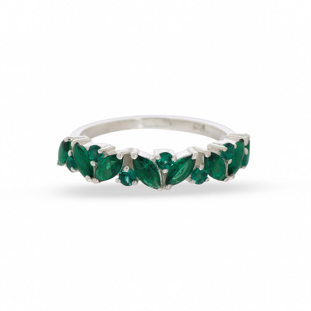 
                  
                    Elite Marquise Green Cz Band Silver Ring - From Purl Purl
                  
                