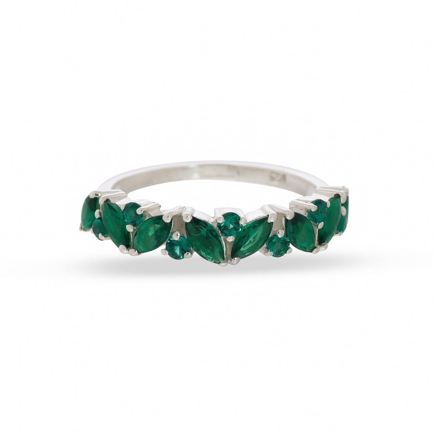 
                  
                    Elite Marquise Green Cz Band Silver Ring - From Purl Purl
                  
                
