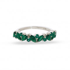 Elite Marquise Green Cz Band Silver Ring - From Purl Purl