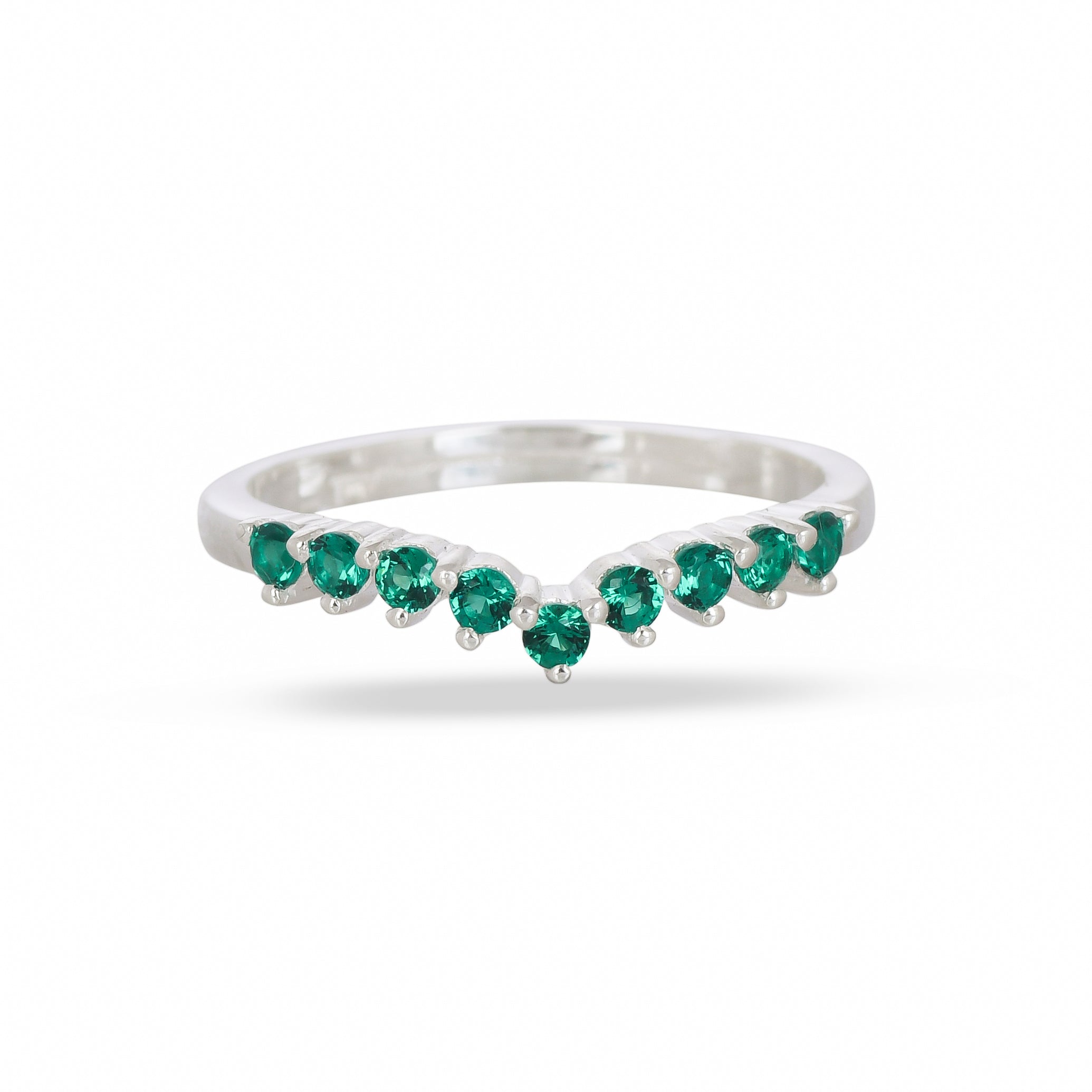 Minimal Green Cz Chevron Silver Ring - From Purl Purl