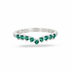 Minimal Green Cz Chevron Silver Ring - From Purl Purl