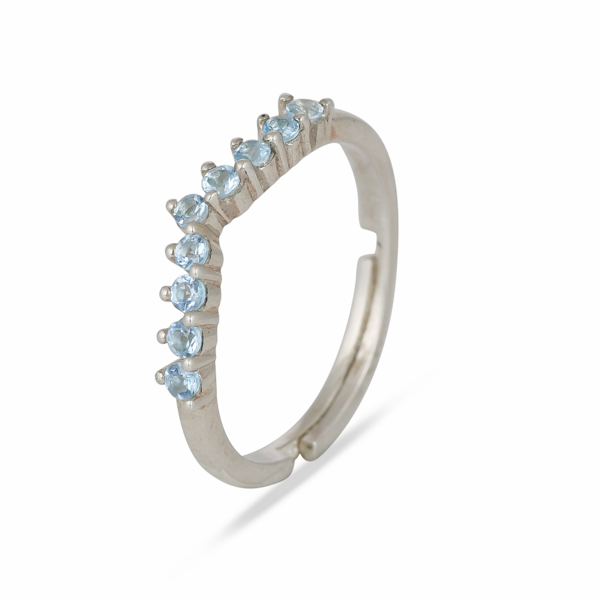 Natural Blue Topaz Chevron Silver Ring - From Purl Purl