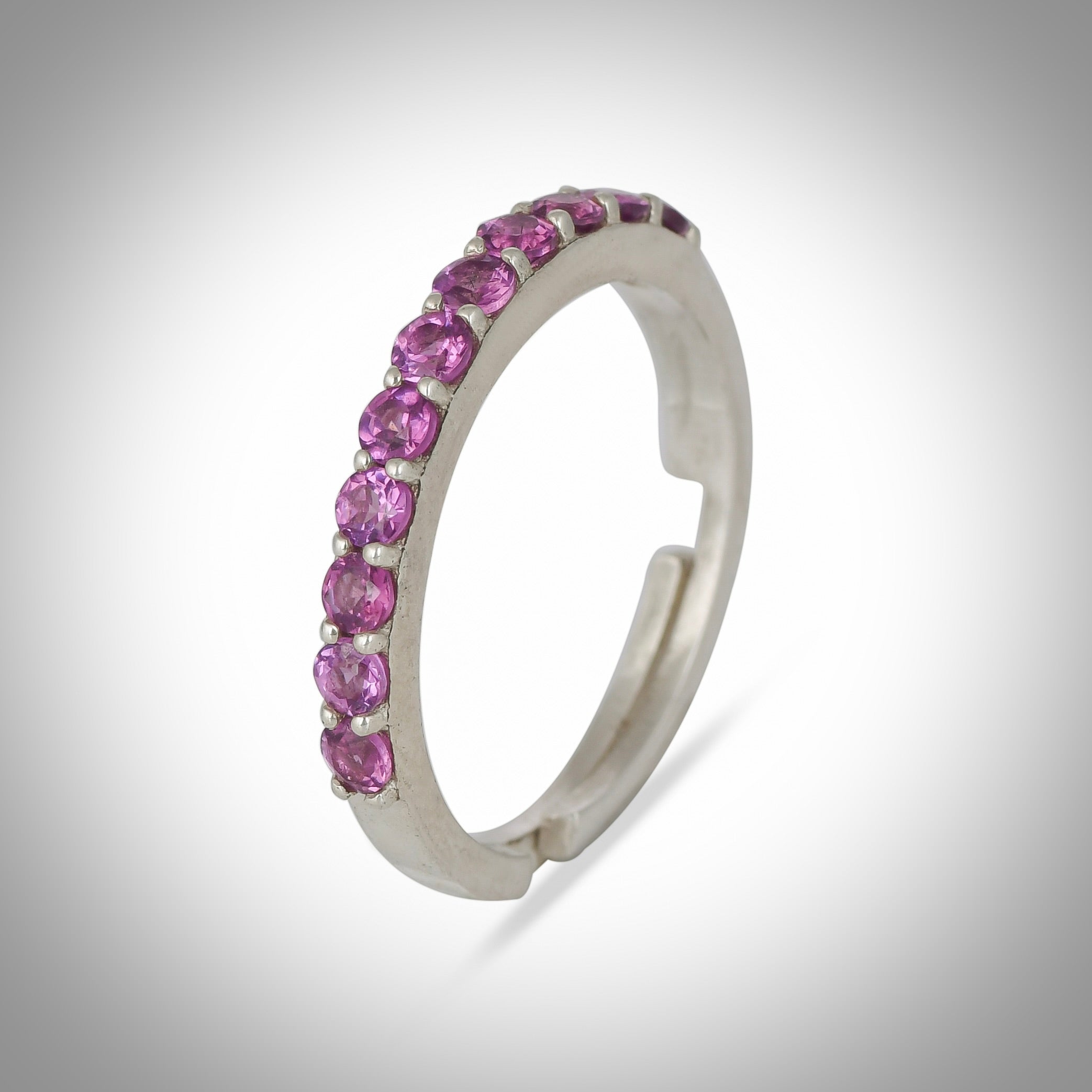 Natural Purple Garnet Silver Band Ring - From Purl Purl