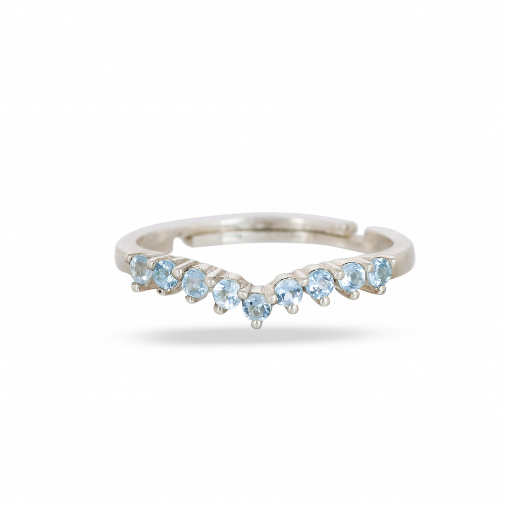 Natural Blue Topaz Chevron Silver Ring - From Purl Purl