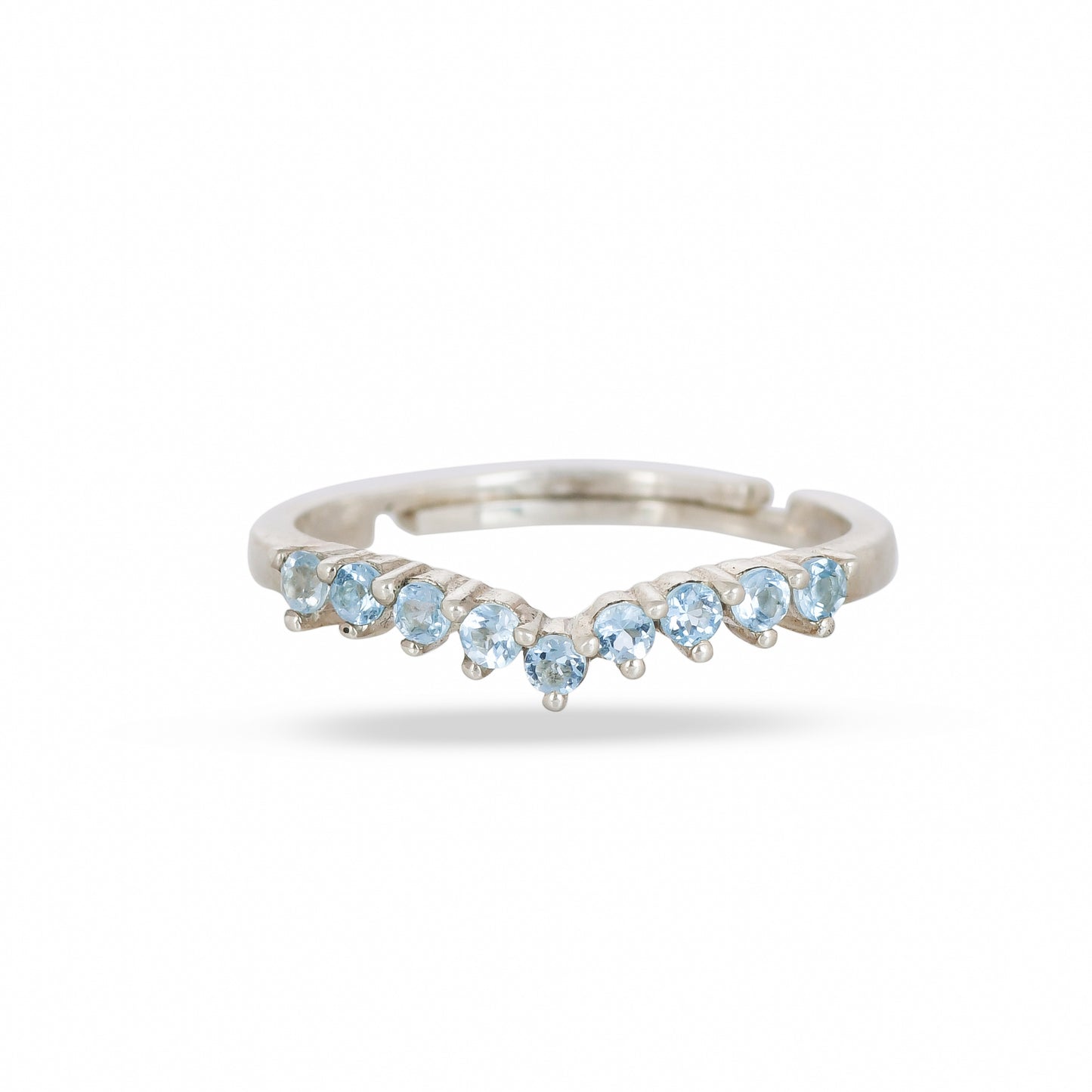 Natural Blue Topaz Chevron Silver Ring - From Purl Purl