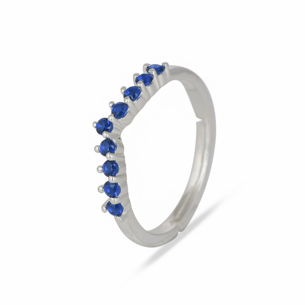 Minimal Blue Cz Chevron Silver Ring - From Purl Purl