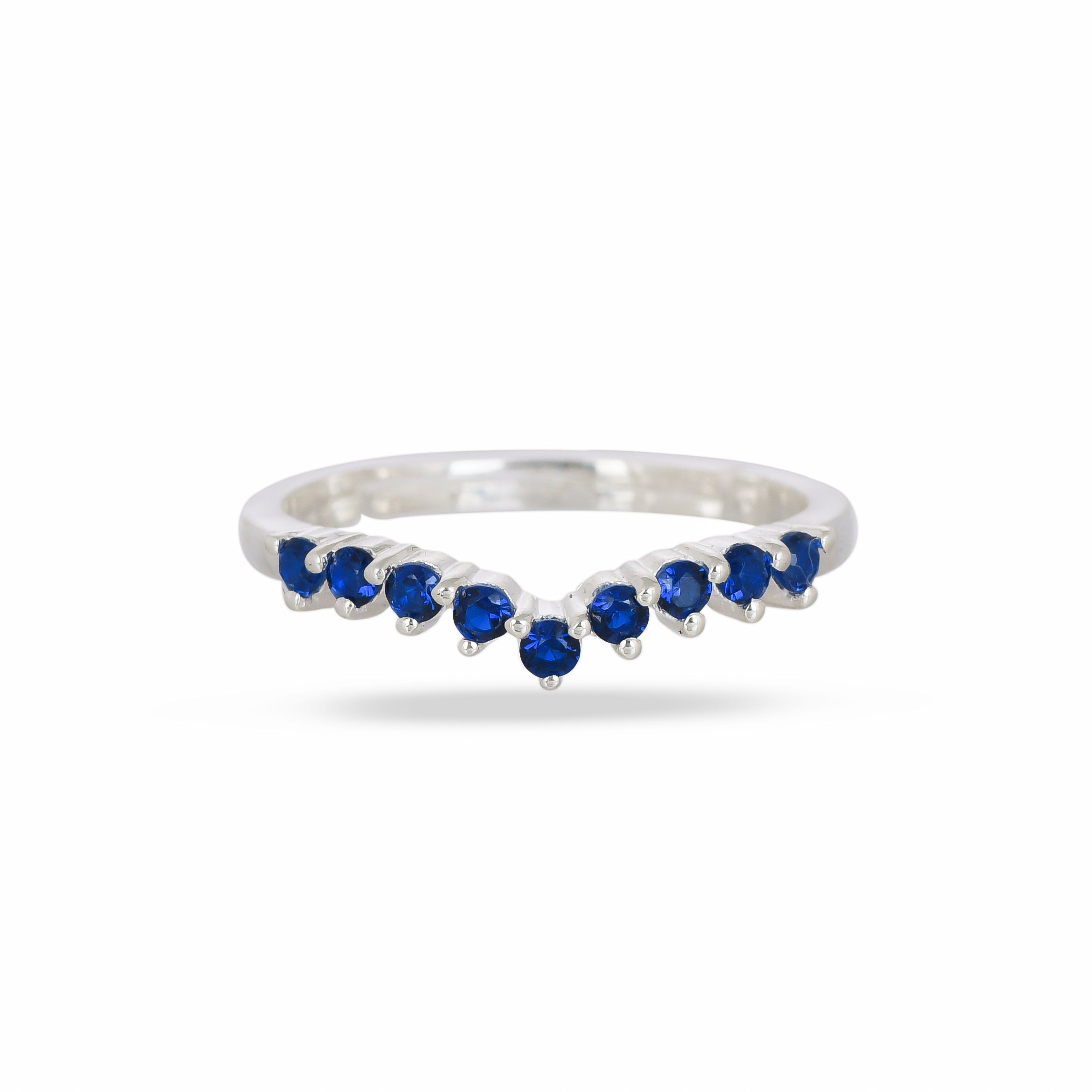 Minimal Blue Cz Chevron Silver Ring - From Purl Purl