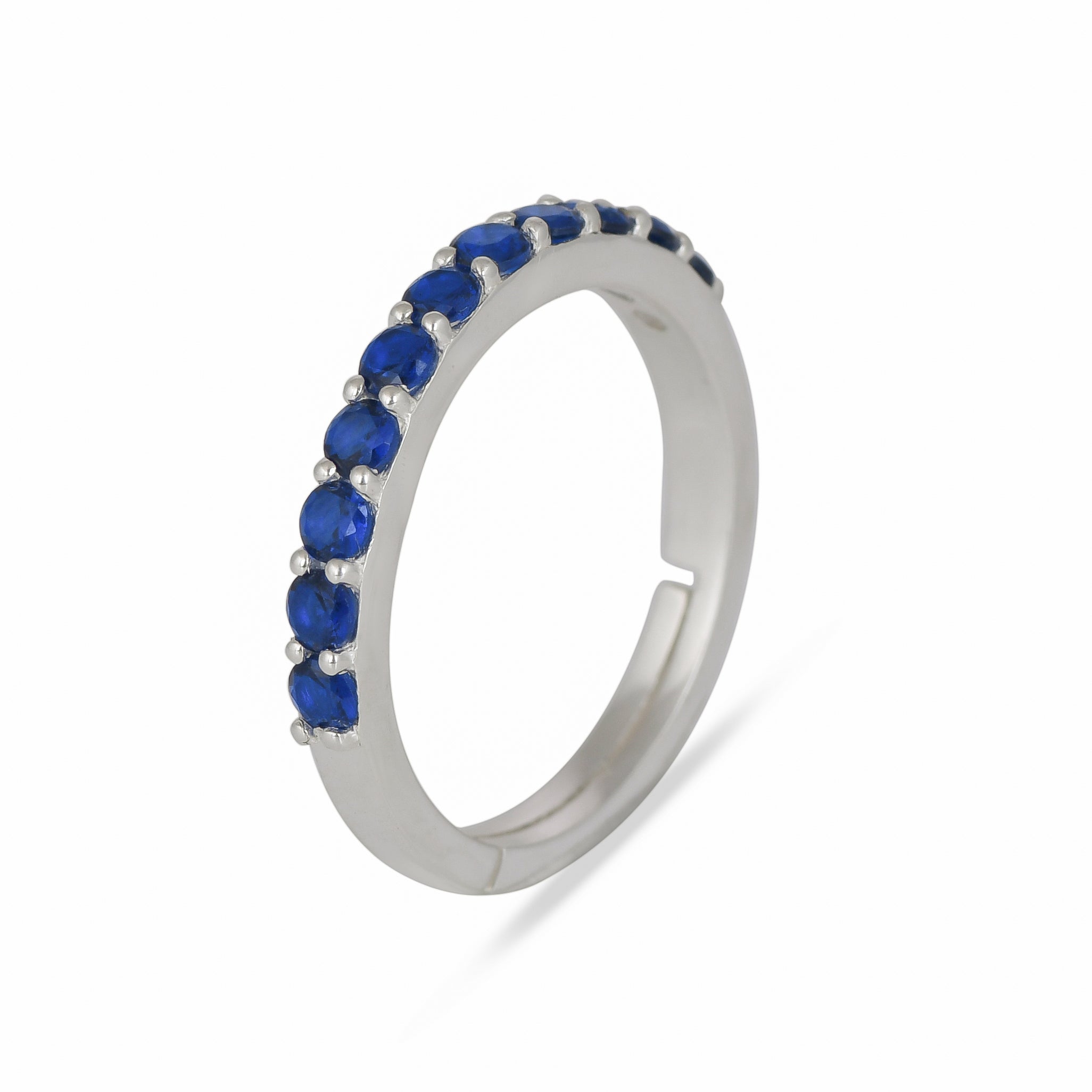 Blue-Cz-Band-Silver-Ring-For-Women