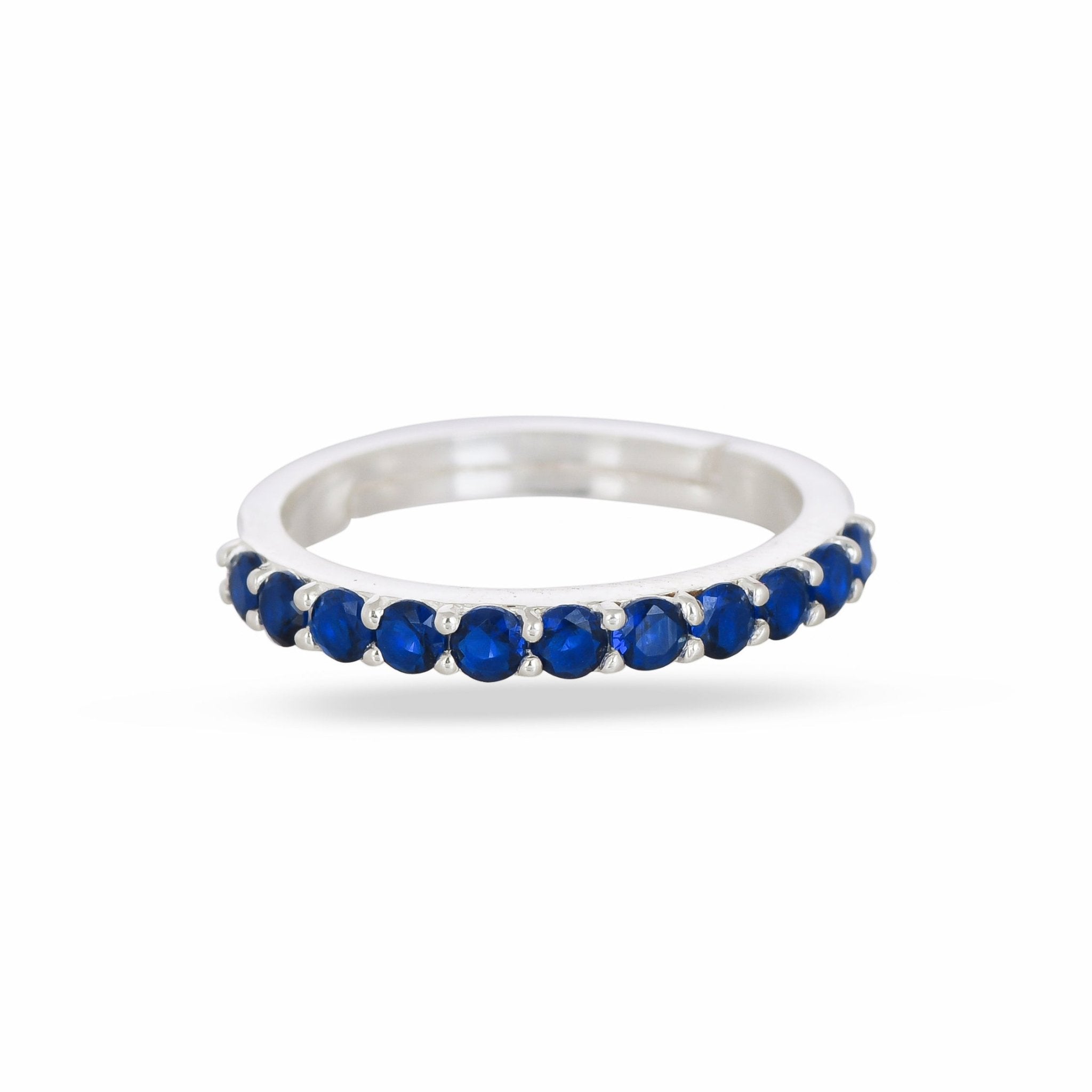 Blue-Cz-Band-Silver-Ring-For-Women