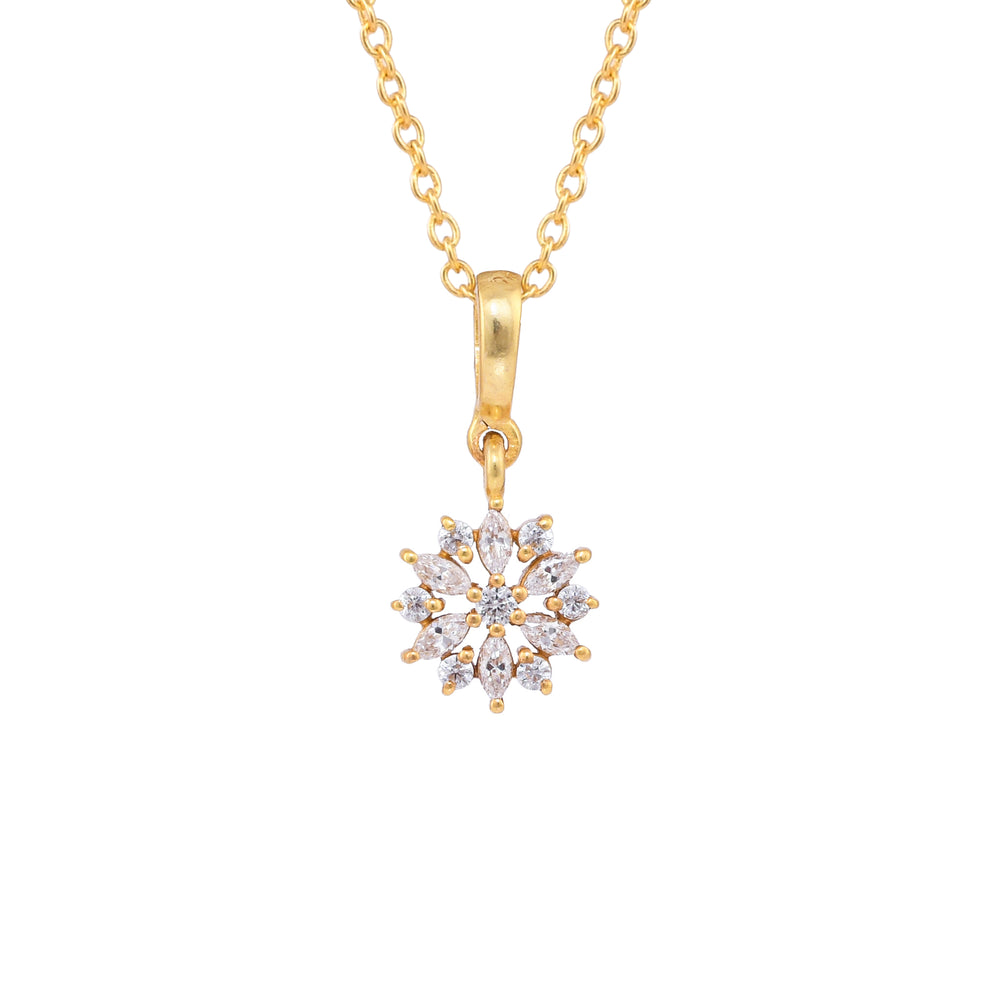 Flower Cz Silver Necklace - From Purl Purl
