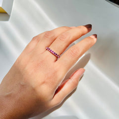 Natural Purple Garnet Silver Band Ring - From Purl