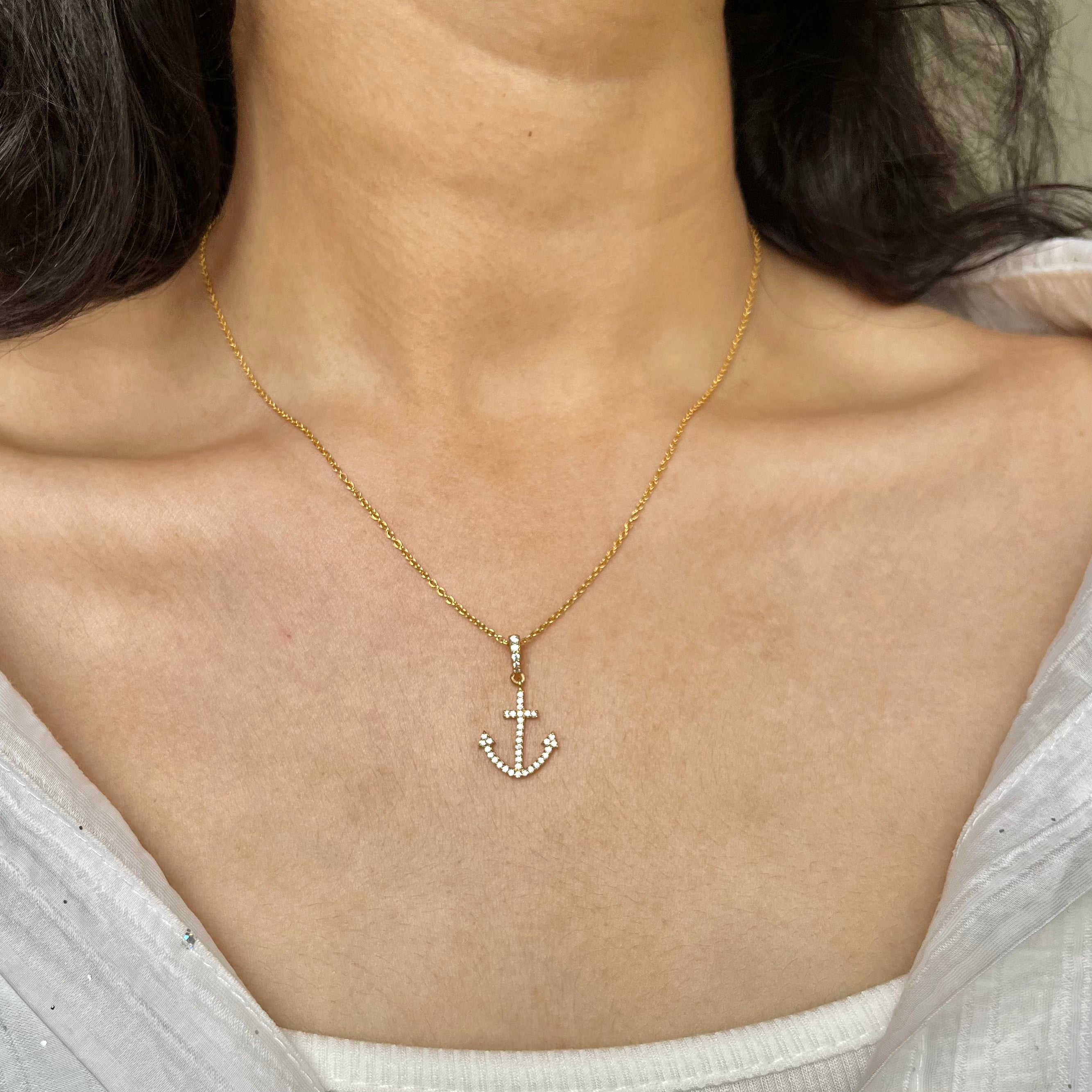 18k Gold Plated Anchor Cross Pendant - From Purl