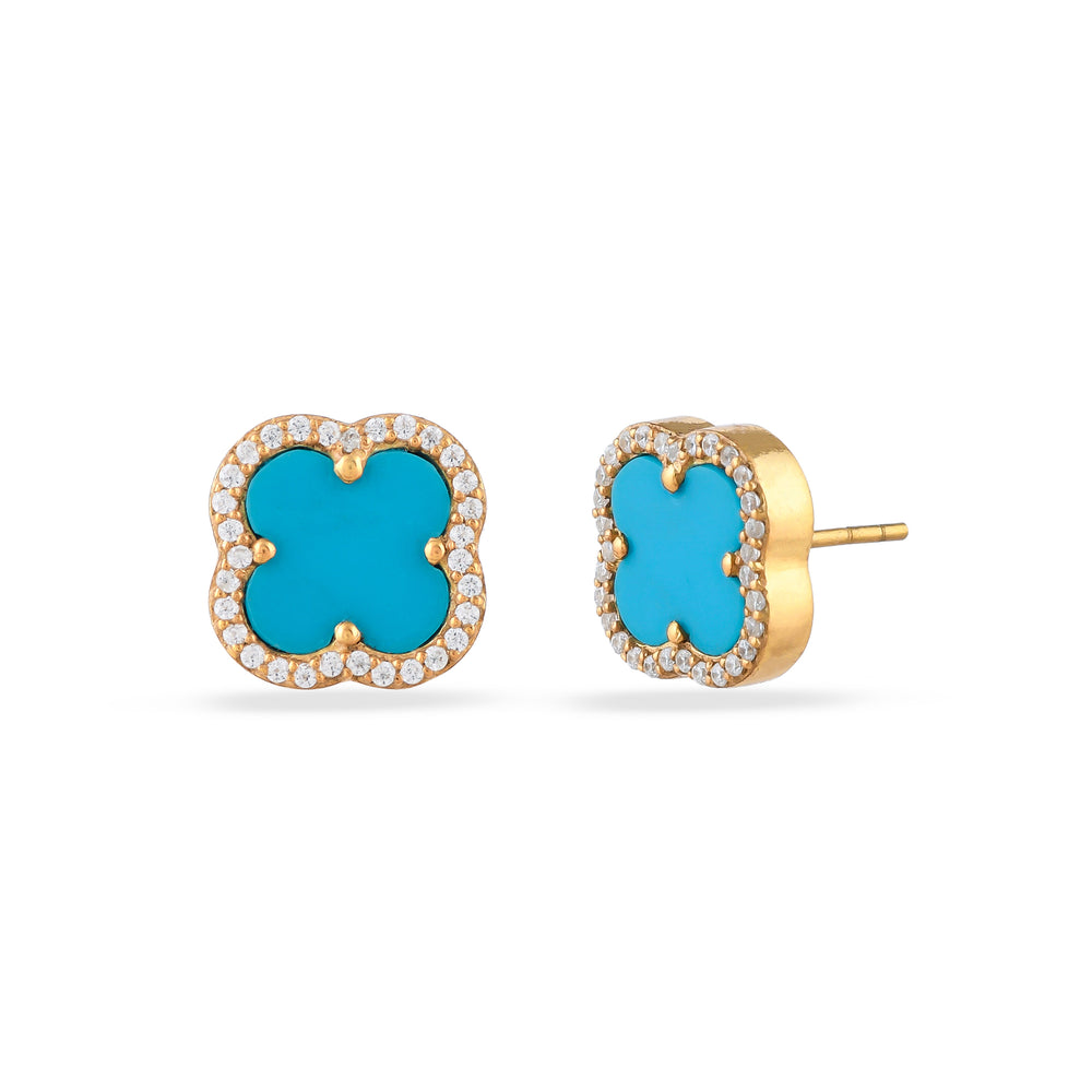 Turquoise Clover Stud Earrings | Natural Turquoise - From Purl Purl
