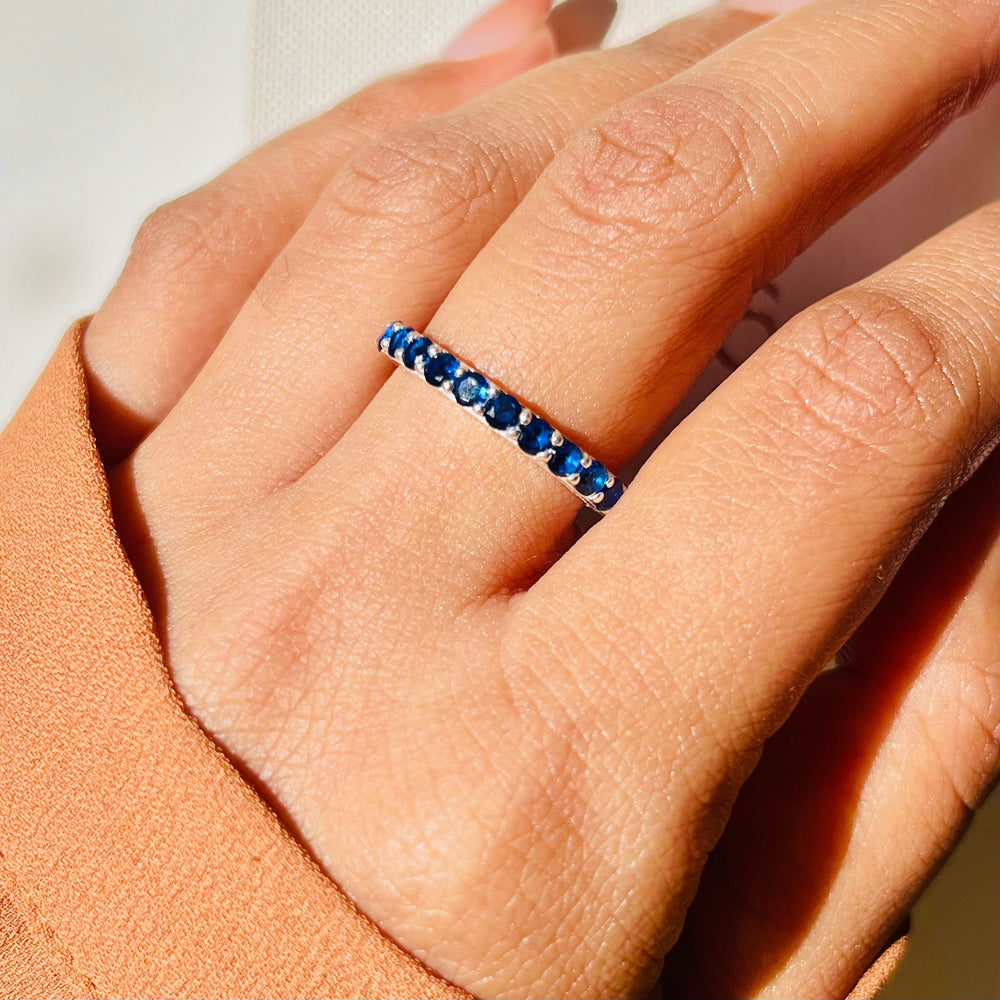 Blue-Cz-Band-Silver-Ring-For-Women