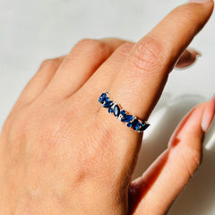 Elite Marquise Blue Cz Band Silver Ring - From Purl Purl