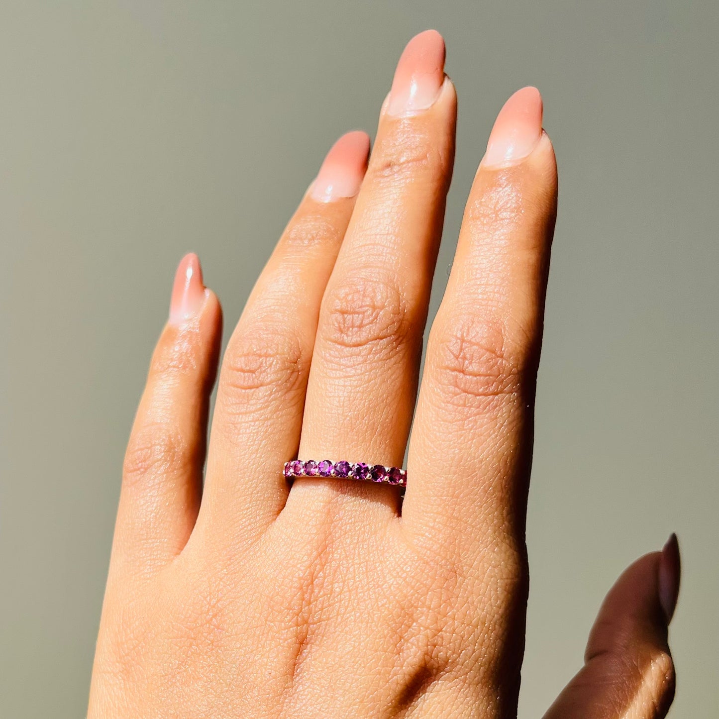 Natural Purple Garnet Silver Band Ring - From Purl Purl