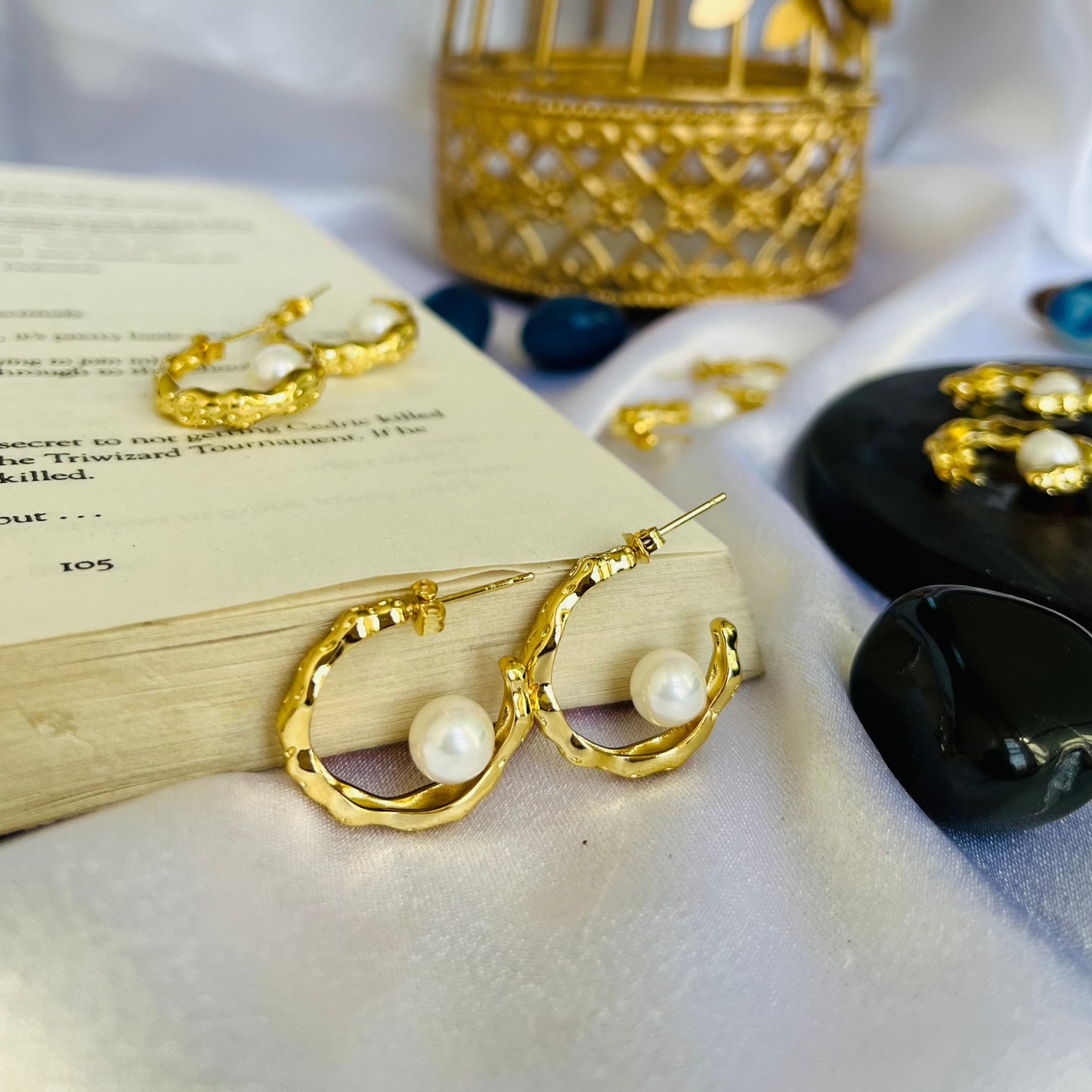 Elegant 18k gold Plated Pearl Hoop Earrings - From Purl Purl