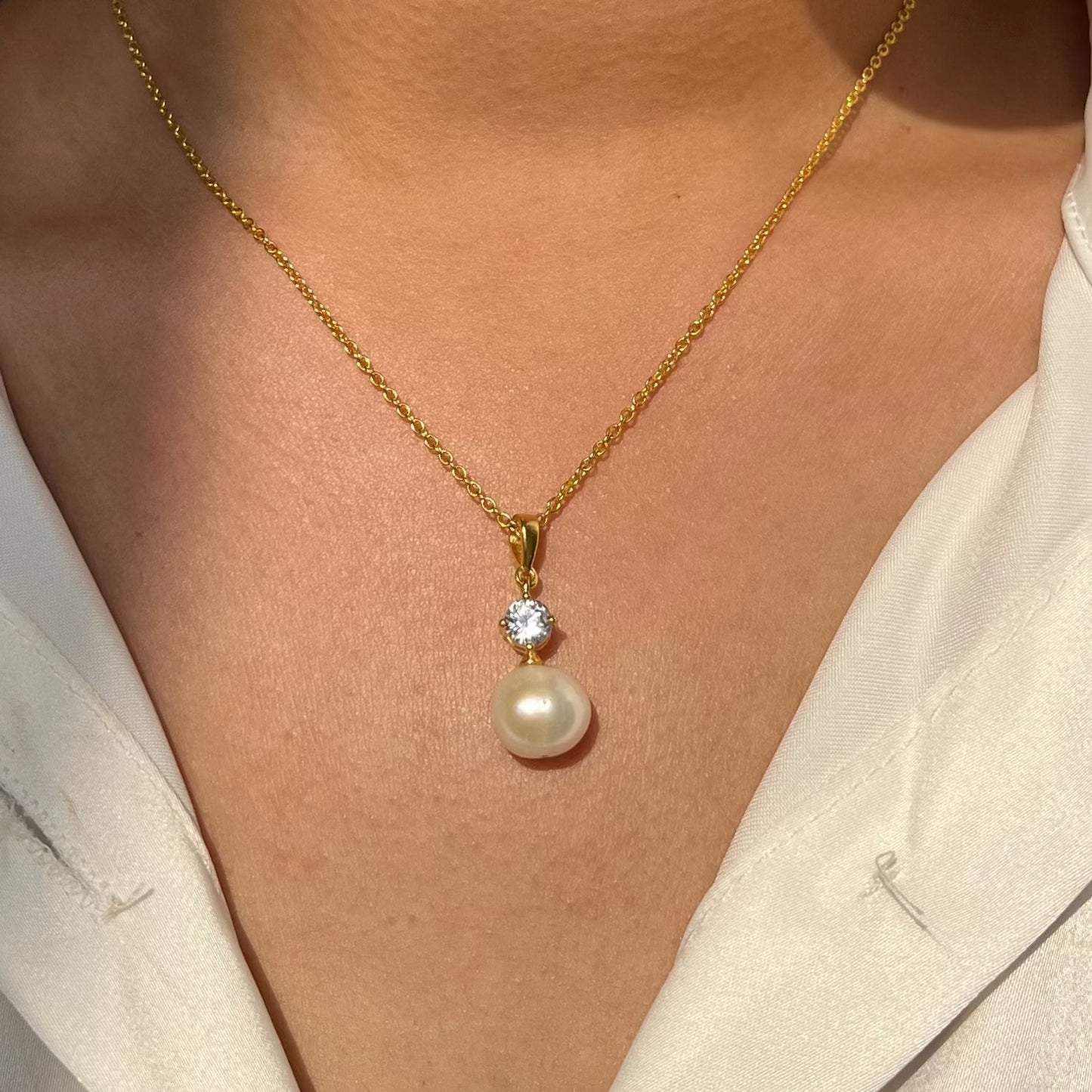 Solitaire Pearl Silver Necklace - From Purl Purl