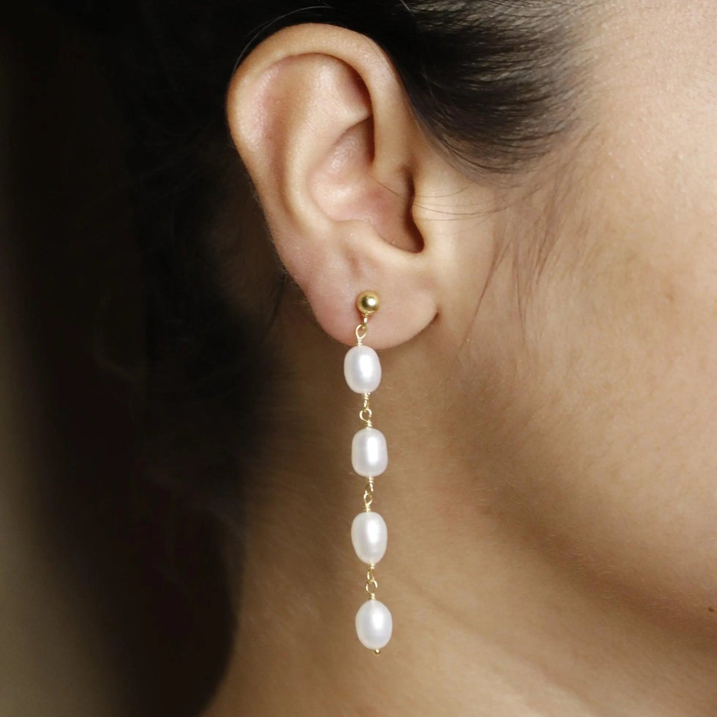 Glistening Pearl Drops Silver Earrings - From Purl Purl