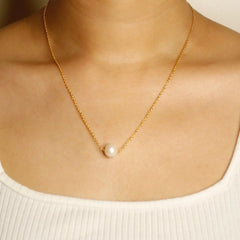 Natural Single Pearl Necklace| 925 Silver| 18kt Gold Plated -From Purl Purl