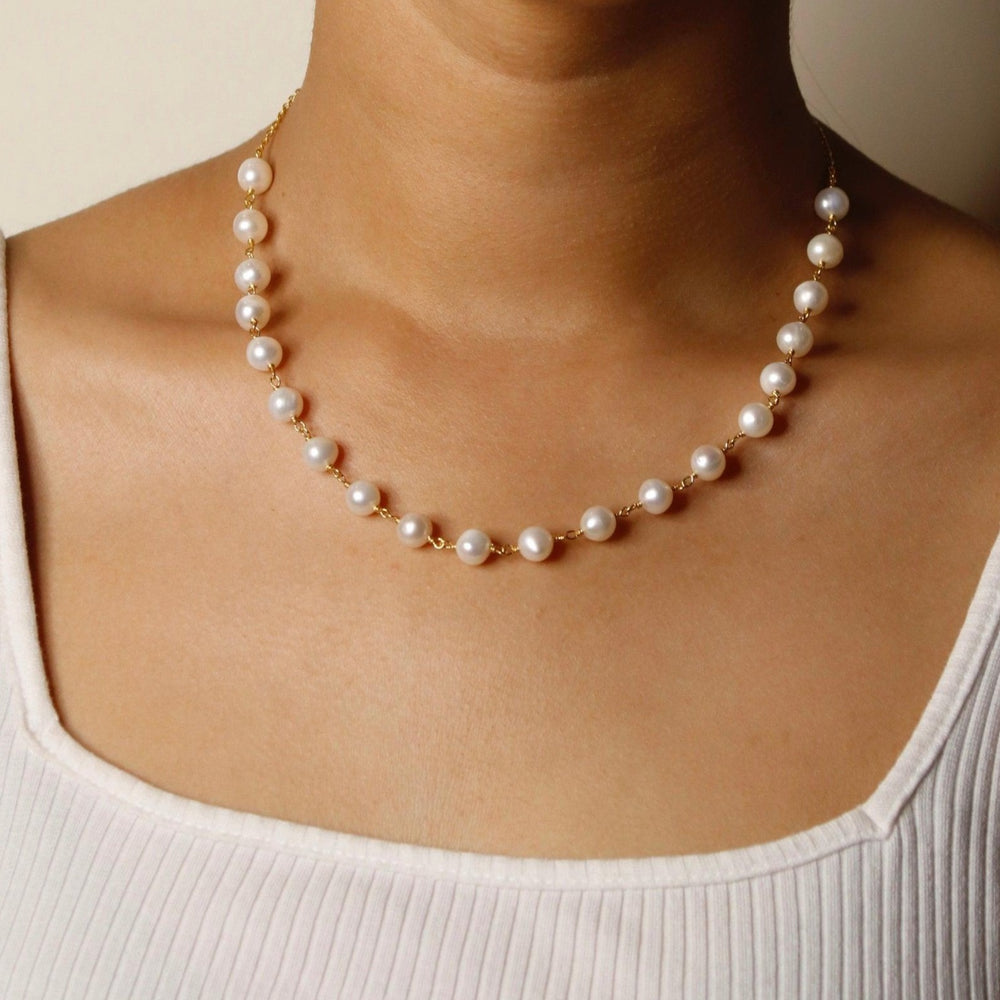 Natural Pearl Beaded Necklace| 925 Silver| 18kt Gold Plated - From Purl Purl