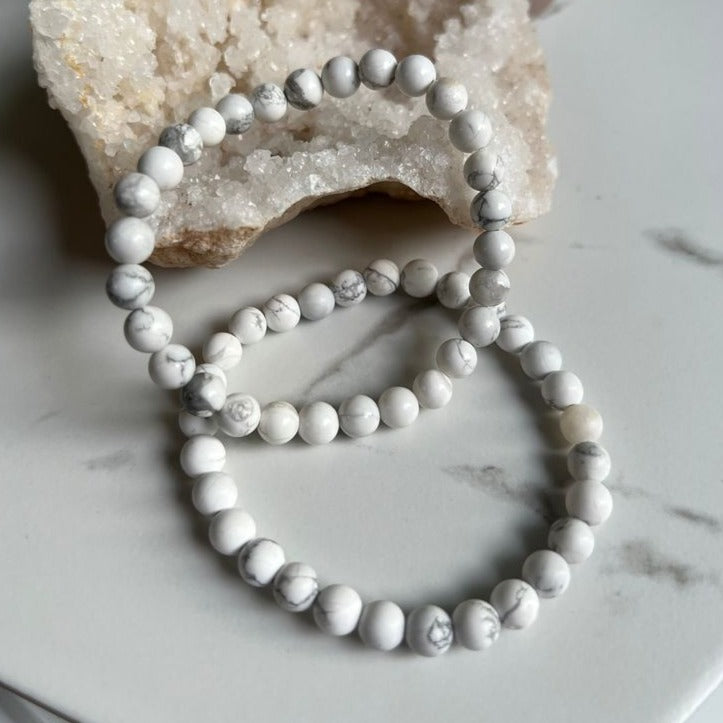 May & June Birthstone: Radiant White Howlite Stone Bracelet Purl